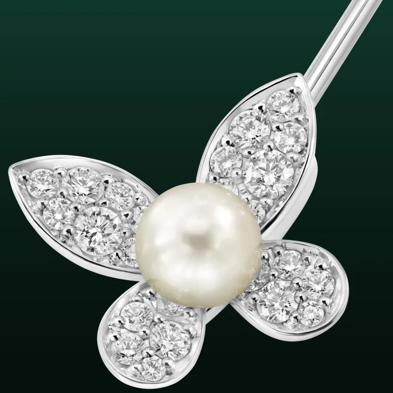 Graff Sylvie butterfly brooch with pearl and diamonds