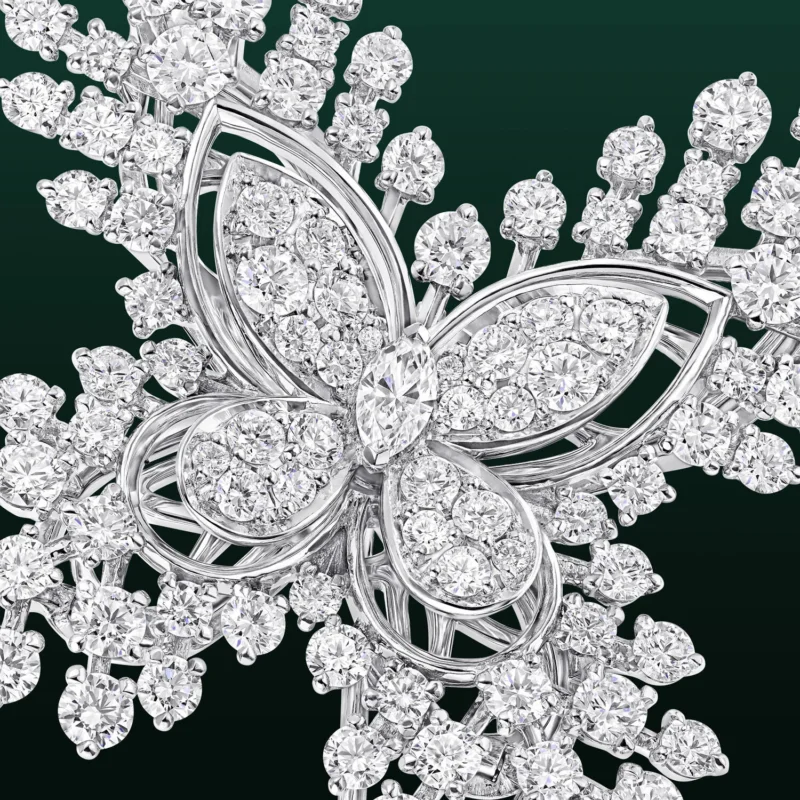 Graff Daphne diamond butterfly brooch with botanical branches