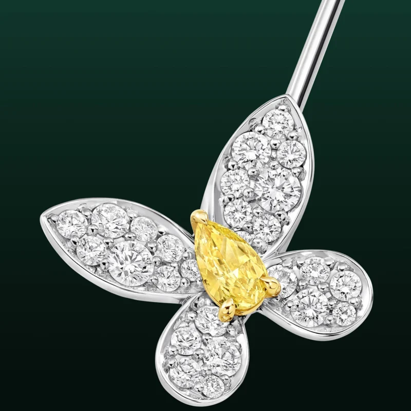 Graff Freya Fancy Vivid Yellow and white diamond butterfly brooch