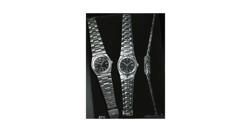 Official IWC archive board showing the Ingenieur SL and its integrated bracelet