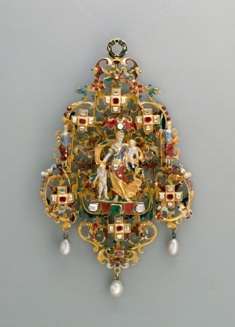 Historic enamelled gold pendant with a documented repair history