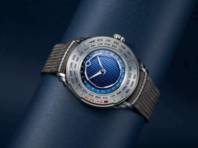 MING 57.05 Comet on curved titanium Polymesh