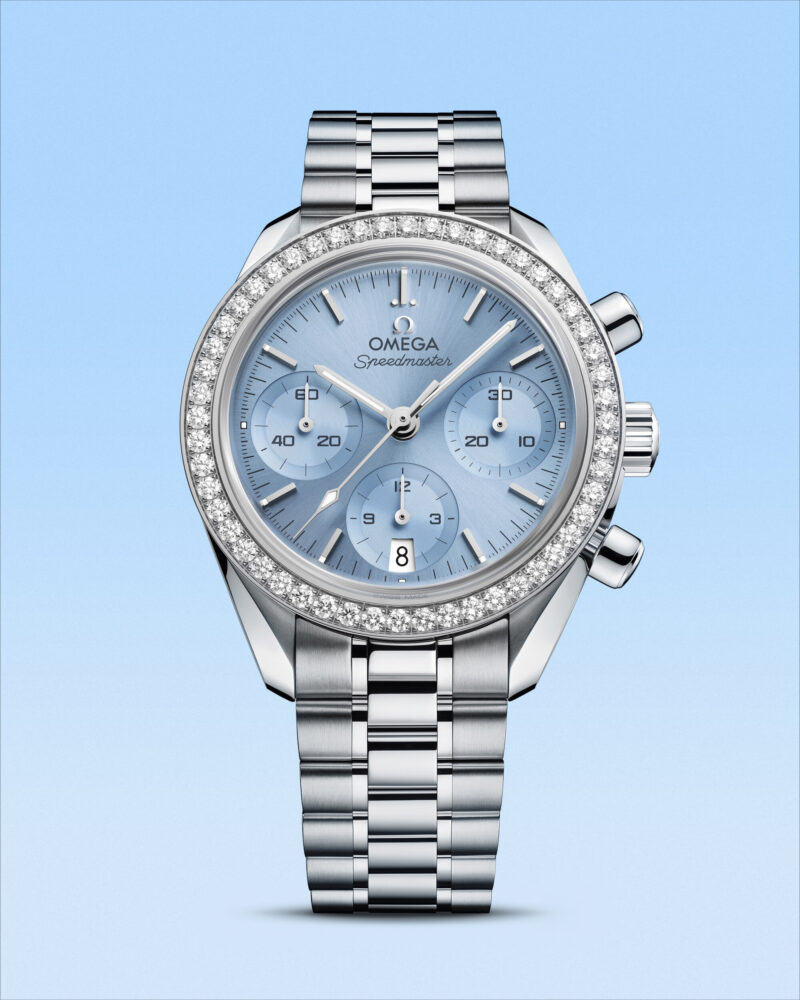 Ice-blue diamond-set Omega Speedmaster 38