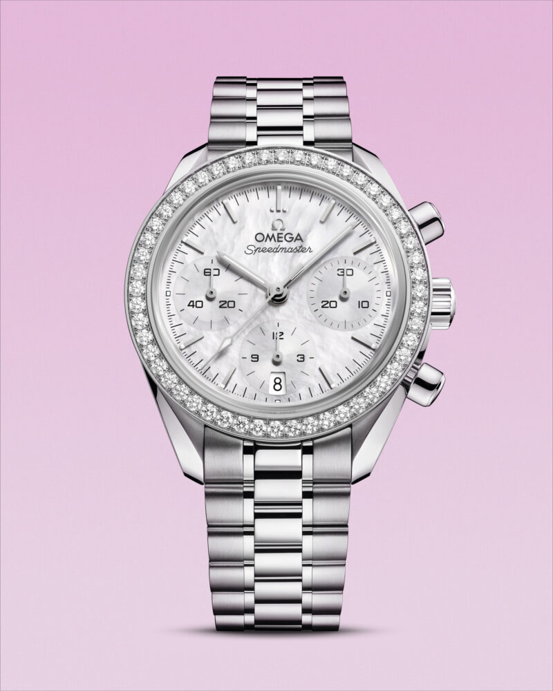 Mother-of-pearl diamond-set Omega Speedmaster 38