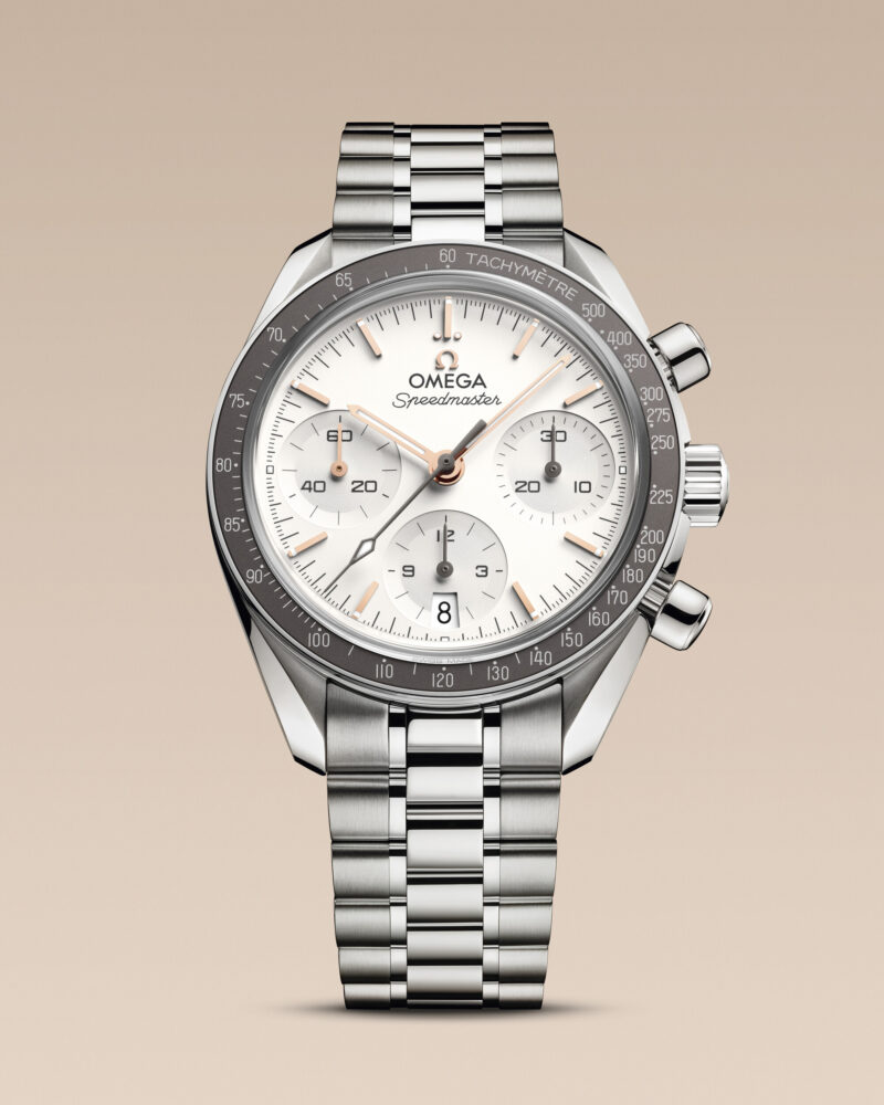 Silvery Omega Speedmaster 38 reference 324.30.38.50.02.003