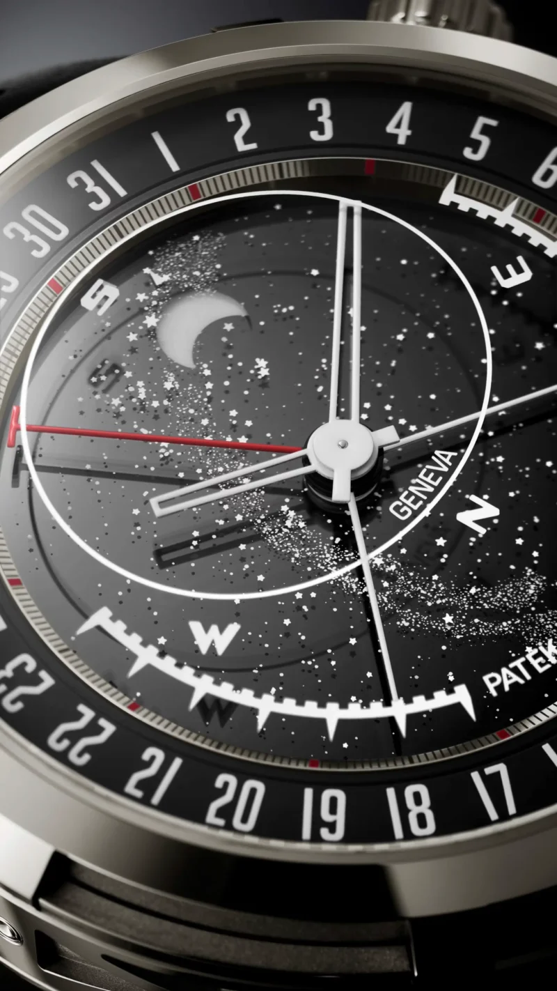 Close view of the Ref. 6105G date ring and celestial display