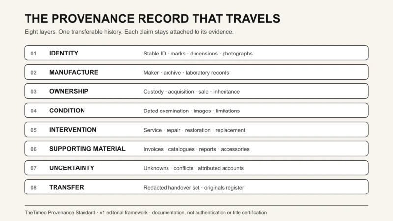 Eight layers of the TheTimeo provenance standard
