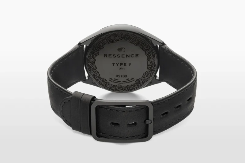 Ressence TYPE 9 JWB caseback and black leather strap