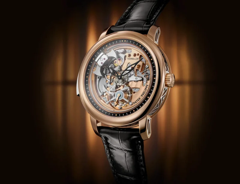 Patek Philippe Reference 5303R minute repeater with its chiming mechanism visible through the dial