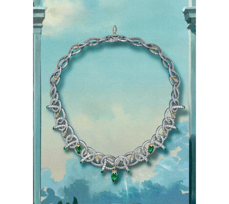 Tiffany Hidden Garden Twin Bud emerald necklace