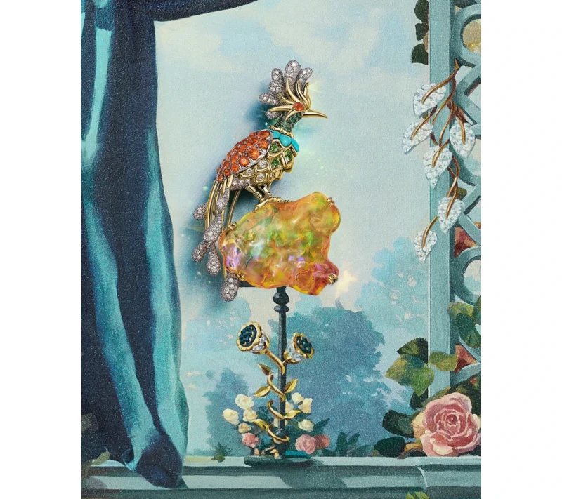 Tiffany Hidden Garden Paradise Bird brooch