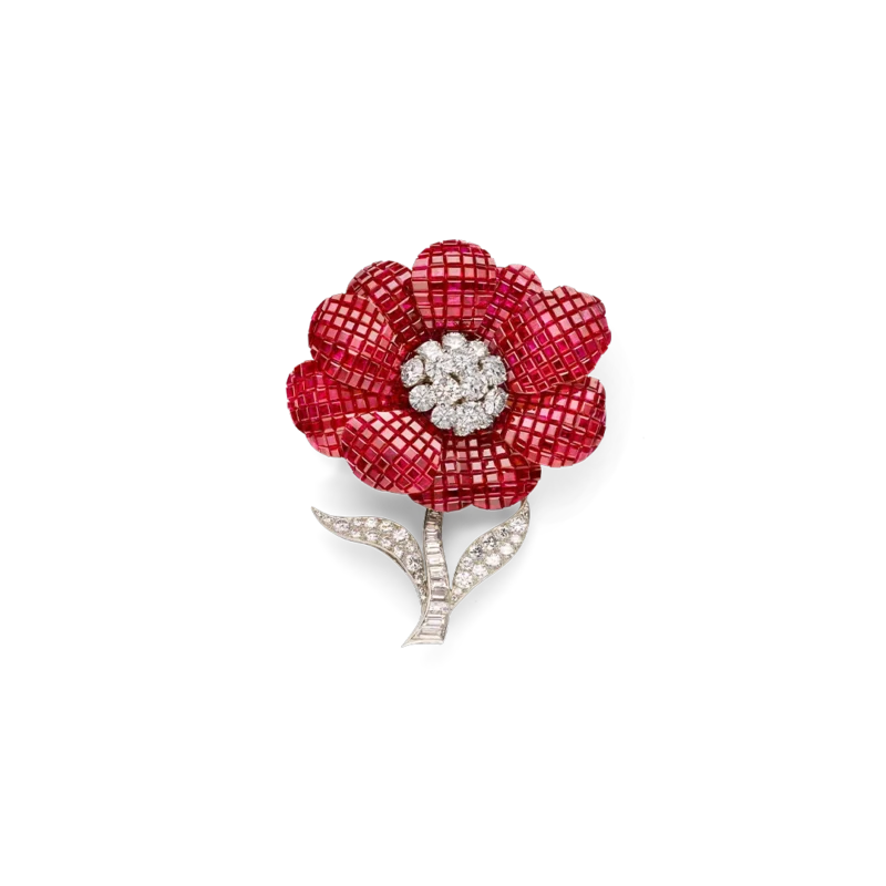 Van Cleef & Arpels Mystery Set Poppy clip from 1952