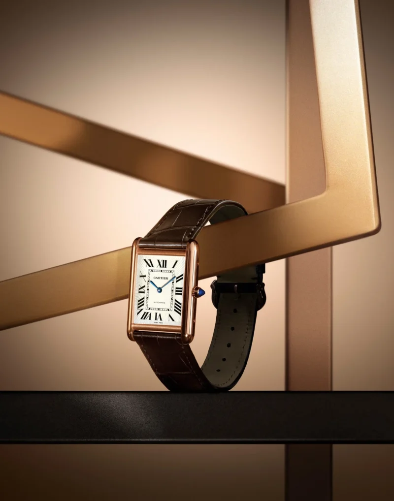 Tank Louis Cartier watch illustrating the collection's enduring rectangular design
