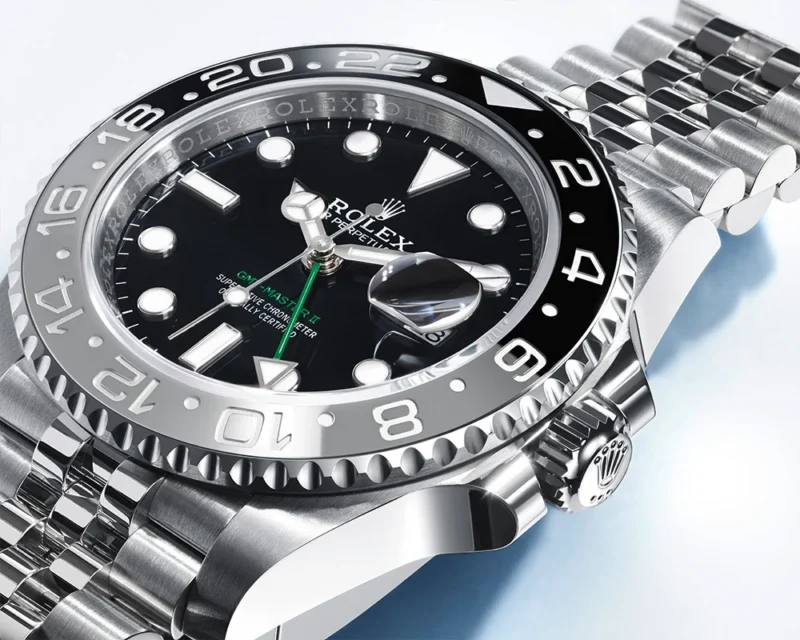 Grey and black 24-hour Cerachrom bezel and dial detail