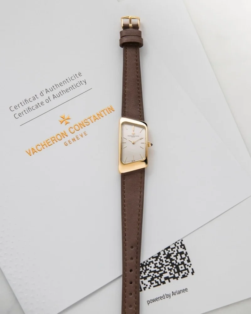 Vintage Vacheron Constantin watch on a certificate of authenticity