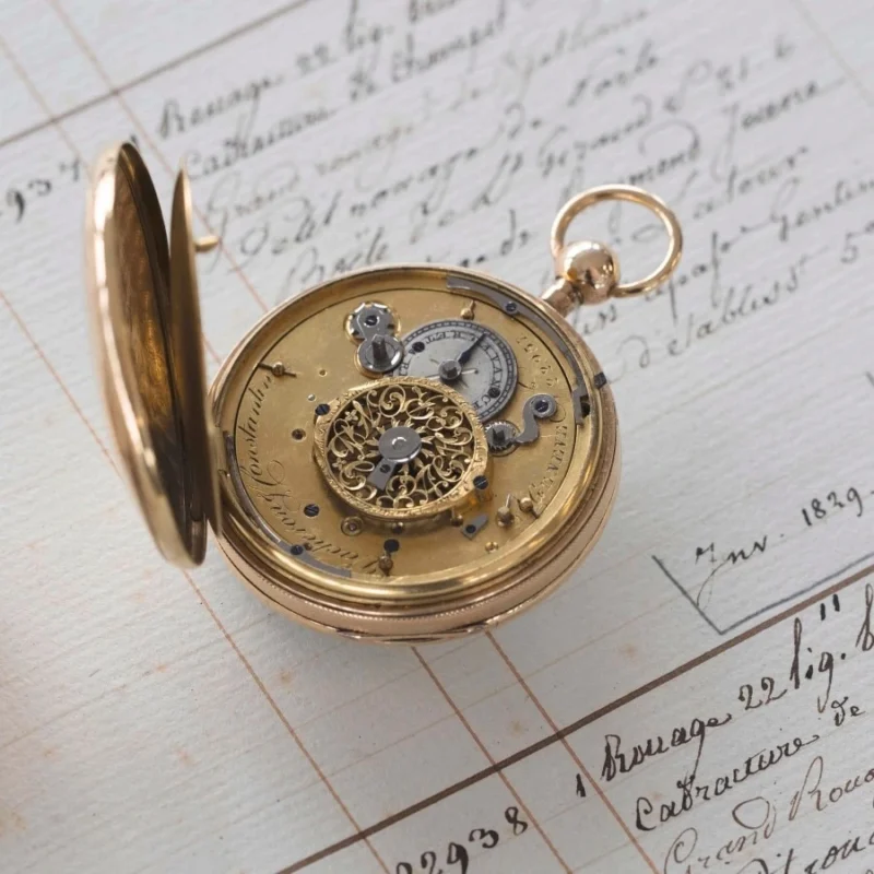 Open Vacheron Constantin gold pocket watch and movement