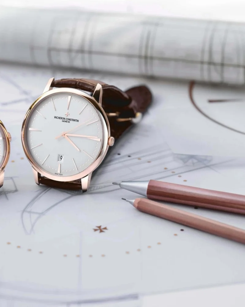 Vacheron Constantin watch on a drawing with pencils