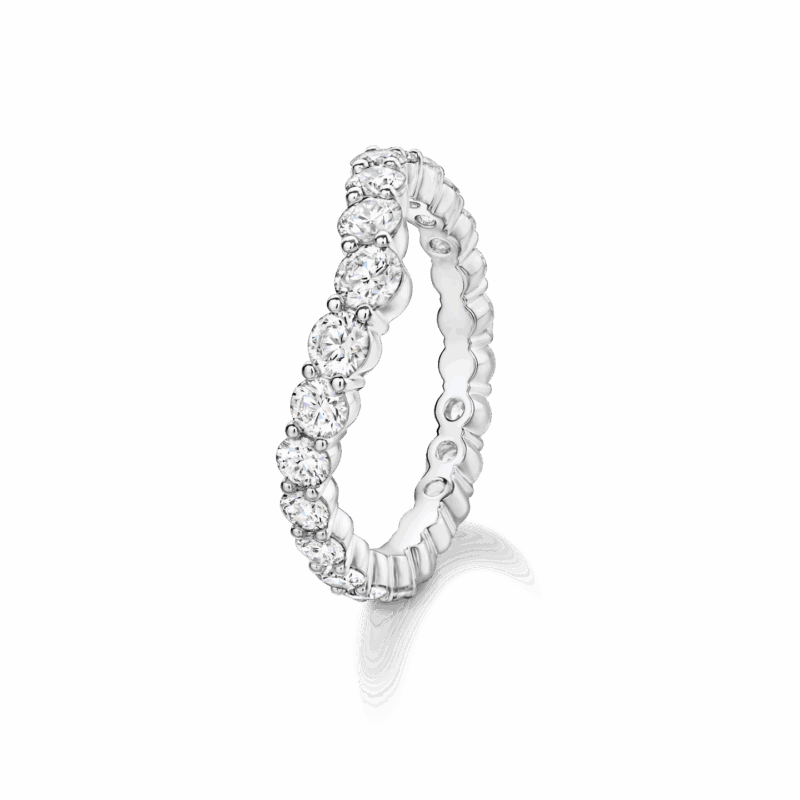 Side view of the Harry Winston Winston Truly diamond band in platinum.