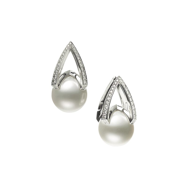 Mikimoto M Collection white South Sea cultured pearl earrings in white gold.