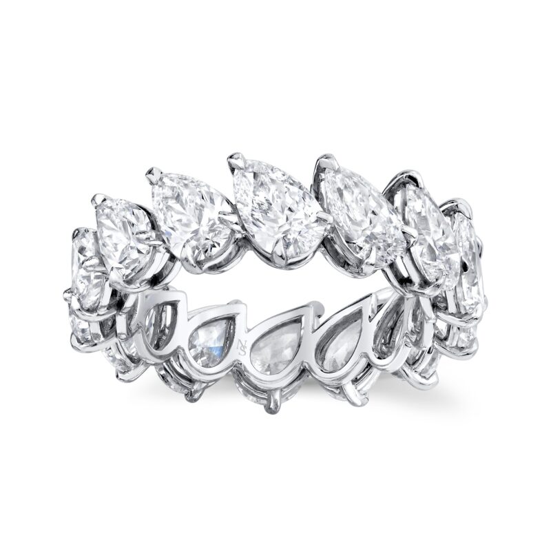 Norman Silverman slanted pear-diamond eternity band in platinum.